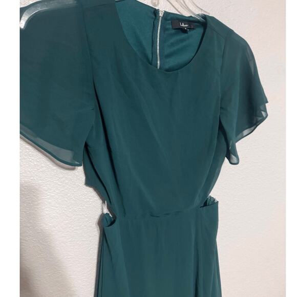 Lulus NWT Emerald Green Garden Bliss Maxi Dress Small Cut Out Formal Bridesmaid - Picture 7 of 9